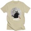 What Cat Full Moon Tshirt Unisex T Shirt Trendy Funny Halloween Black Murderous Cat With Knife TShirts Cotton Tee Free Shipping