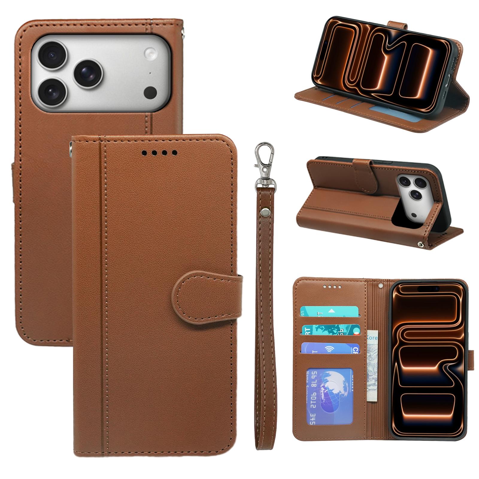 

For iPhone 17 Pro Max Wallet Case Magnetic Snap Leather Phone Cover with Strap