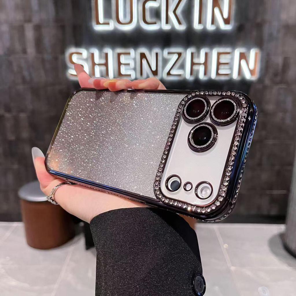 Verlauf Glitzer Strass Hülle für iPhone 17, 16 Pro Max, 15, 14 - Vollständige Abdeckung, Sturzsicherer Schutz