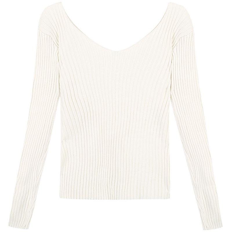 Vielseitiger V-Ausschnitt Basis-Pullover Strickpullover für Damen Herbst- und Winterdesign Sinn Schlitz Slim Fit Pullover Top