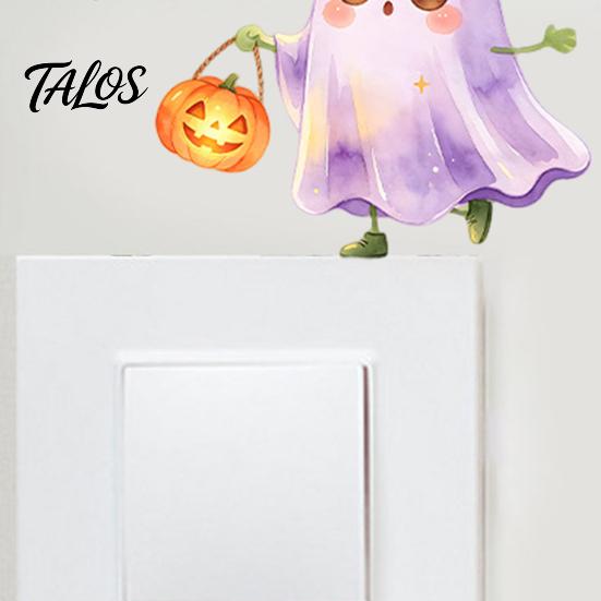 Ghost Light Switch Decals Halloween Pumpkin Sticker, Cartoon Self-Adhesive Removable Holiday Sticker Wall Decoration Decal for Living Room Bedroom