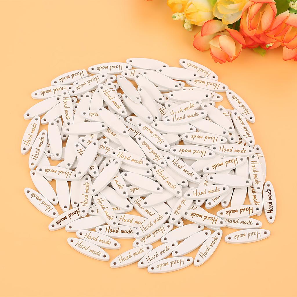 100 STÜCKE Oval Holz Handgemacht 2-Loch Knöpfe Etikett Anhänger Nähen DIY Scrapbooking Basteln