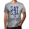Men’s Vintage Tee Shirt Graphic T Shirt Say Yes To Coffee Grey Marl