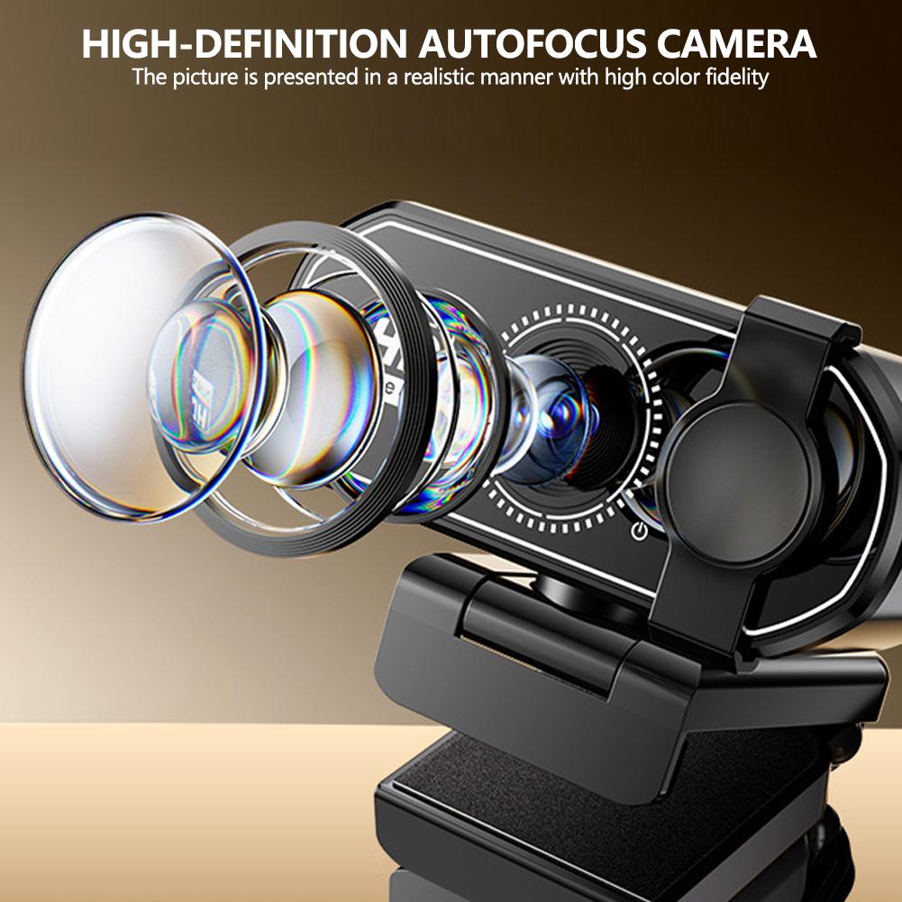 USB Plug & Play 1080P/2K/4K HD Webcam for Laptop & Desktop Auto-Focus Streaming Camera for Online Classes/Live Video
