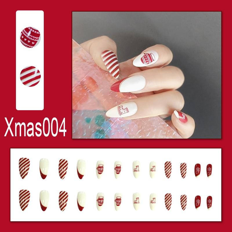 Winter Sweet Cartoon Christmas Wearing Nails Snowflake Santa Claus Nail Art Fake Nail Patch Christmas Collection