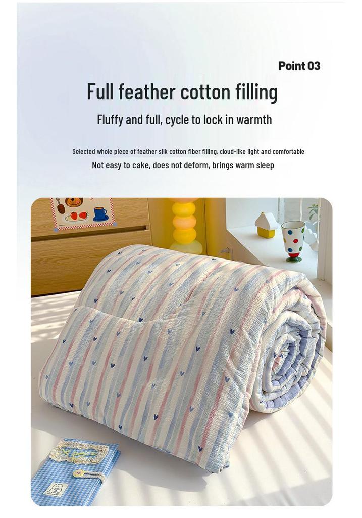 Class A All-Season Antibacterial Cotton Quilt: Winter, Spring, Autumn, and Summer Thin Quilt for Home & Dormitory