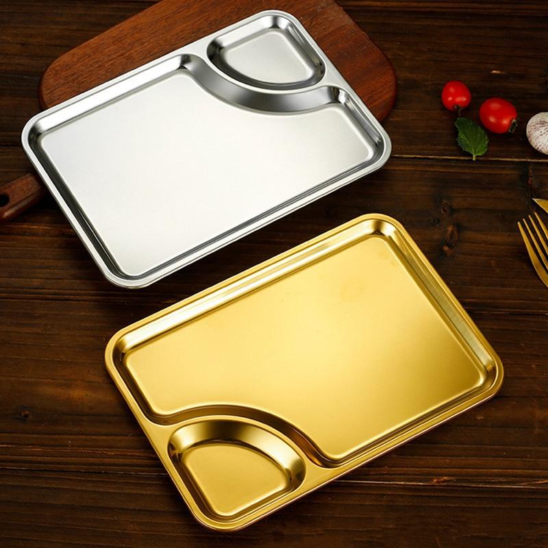 Fruit Dumplings Snack Vinegar Dish Food Tableware Container Korean Gold Dinnerware Rectangle Stainless Steel Sauce Dipping Tray