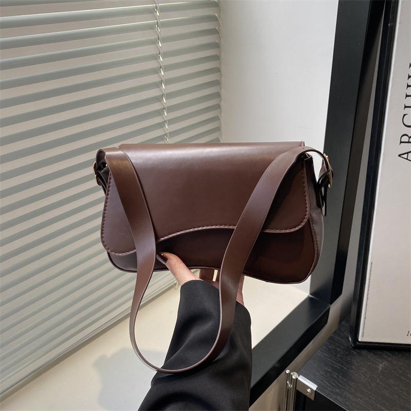 Solid Color Simple Casual Versatile Commuter Women's Bag New Popular Daily Practical Shoulder Underarm Bag Portable Handbag