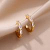 Rectangle Zircon Earrings For Women Gold Plated Stainless Steel Hoop Earrings  Trending Luxury Wedding Couple Jewelry Gift