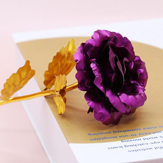 Trandafir Artificial cu Folie de Aur pentru Decor de Masă, Trandafir Mic Etern Placat cu Folie, Cadou pentru Nuntă, Ziua Îndrăgostiților, Petrecere