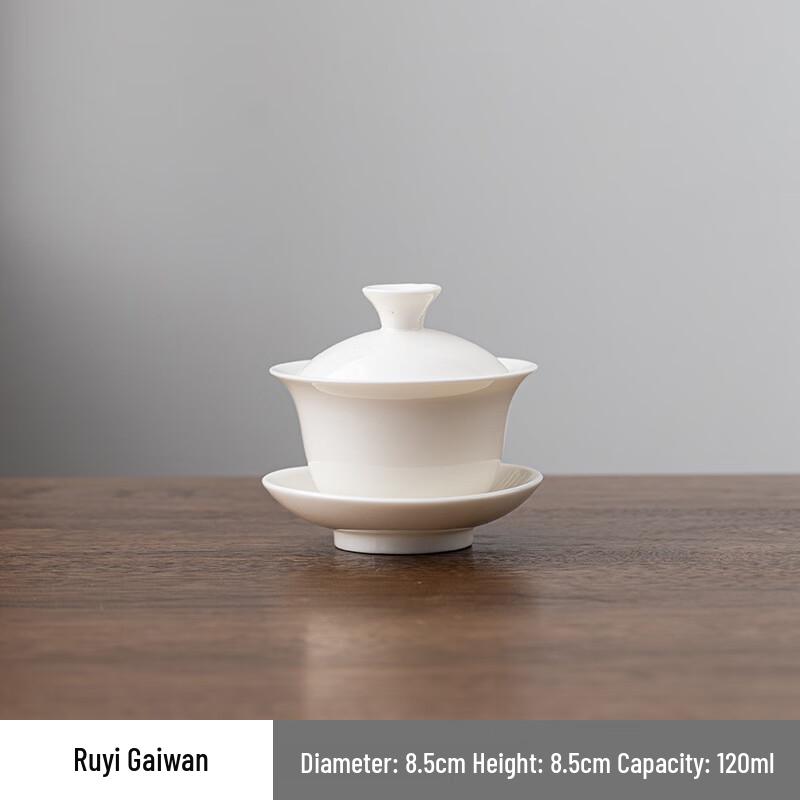 Duo Li Anti-Scald Ruyi White Porcelain Gaiwan