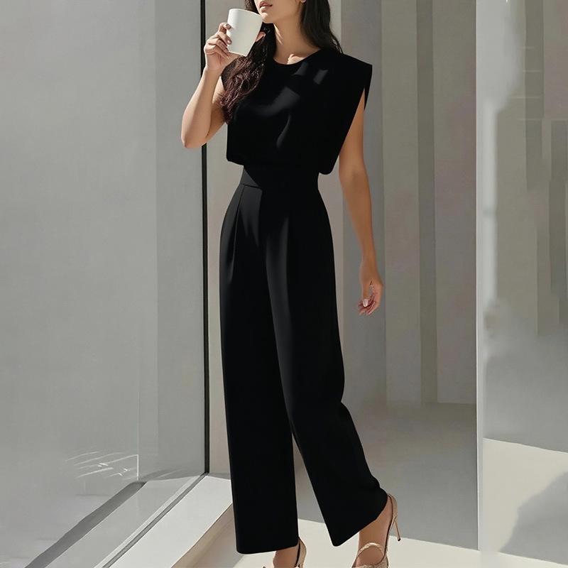 Tuta Elegante Monocolore Girocollo Aderente in Vita Moda Europea e Americana Estate 2026