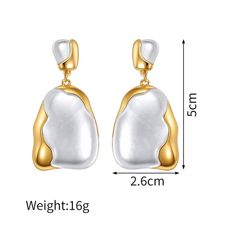 18K Gold Geometric Enamel Color Block Earrings - Stylish New Year Design