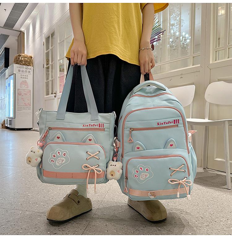 New backpack fashion kitten large capacity shoulder backpack junior high school students backpack high value school bag