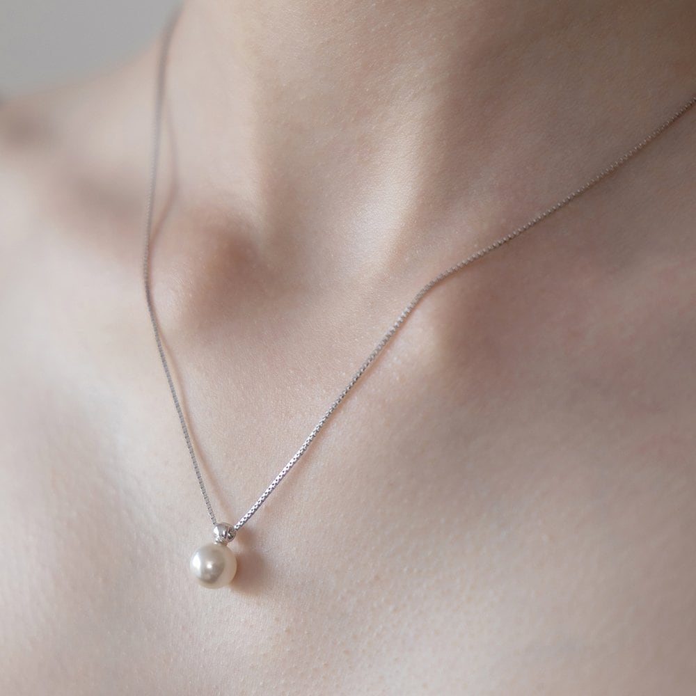 (92.5 Silver) 8mm Pearl Necklace Nz2497