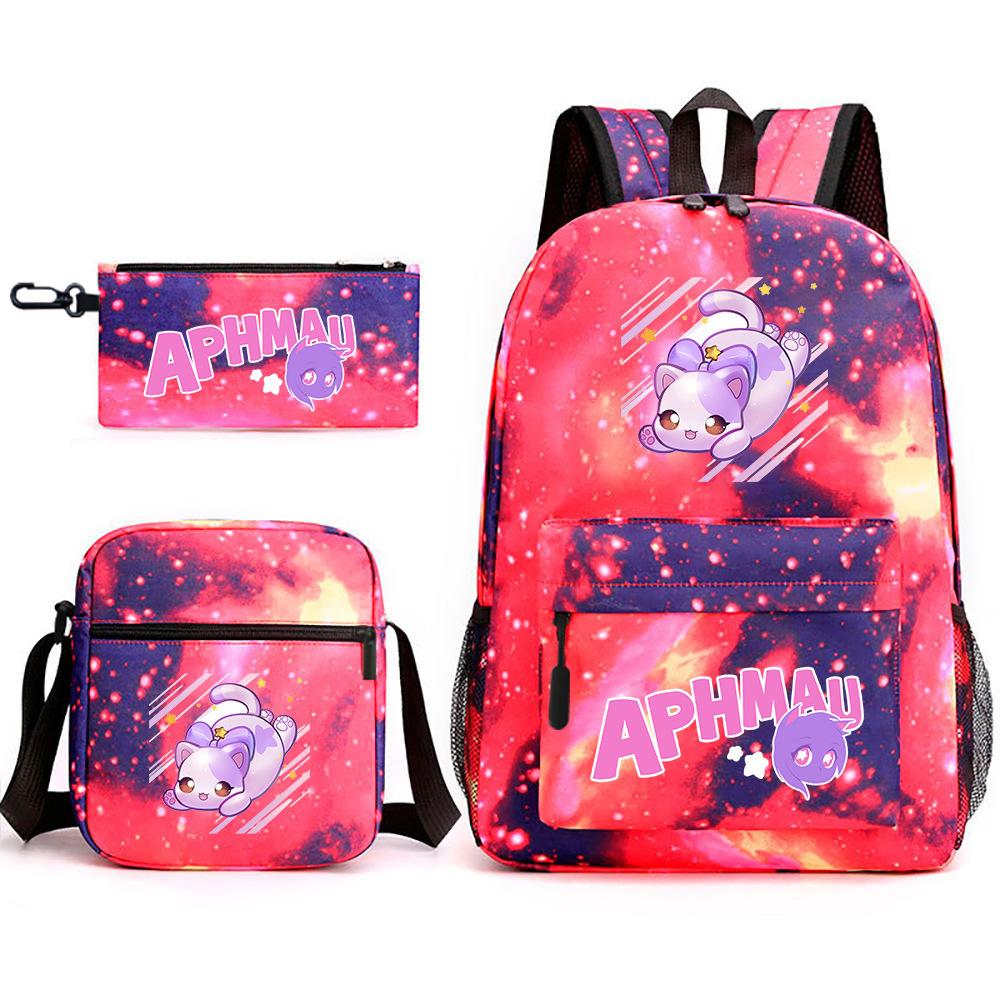 Game Merchandise Aphmau Schooltas Cartoon Rugzak Etui Schoudertas Drie-delige Set Three piece set