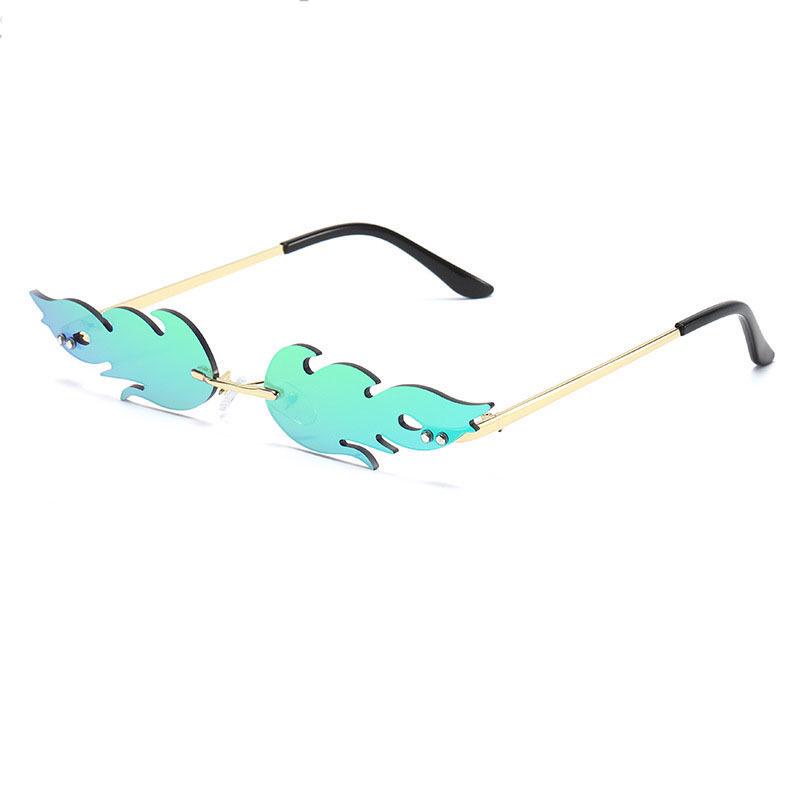 Women’s Trendy Frameless Flame Sunglasses – Stylish European & American Party Glasses