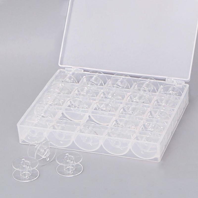 25Pcs/Set Plastic Threads Bobbins Sewing Machine Spools with Storage Box for DIY Embroidery Accessories Household Sewing Tools