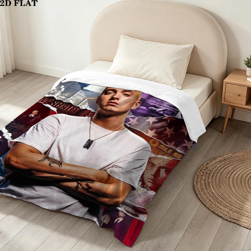 1PC Eminem Patterned Flannel Blanket Suitable For All Seasons For Home Decor Warmth And Comfort Gifts Holiday Present