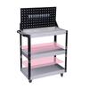 Adjustable 3-Tier Hand-Push Tool Cart for Auto Repair - Multi-Functional Mobile Workshop Storage.
