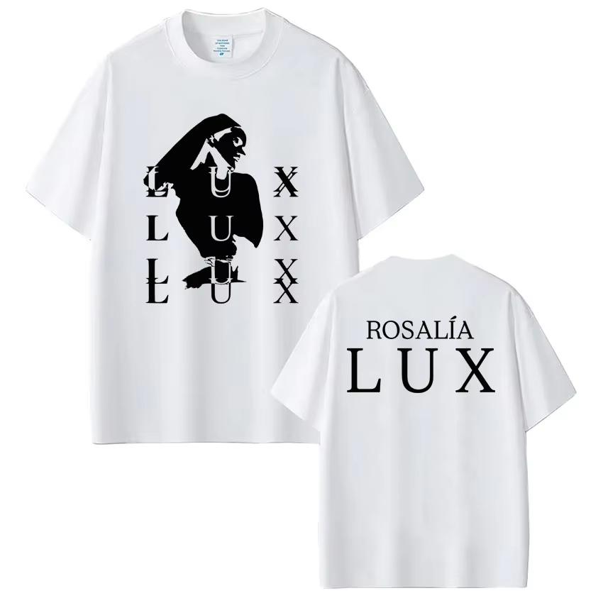 Singer Rosalia Lux 2026 Album Tour Print Vintage Loose Cotton Fashion Casual Short Sleeve Unisex And Unisex TShirt