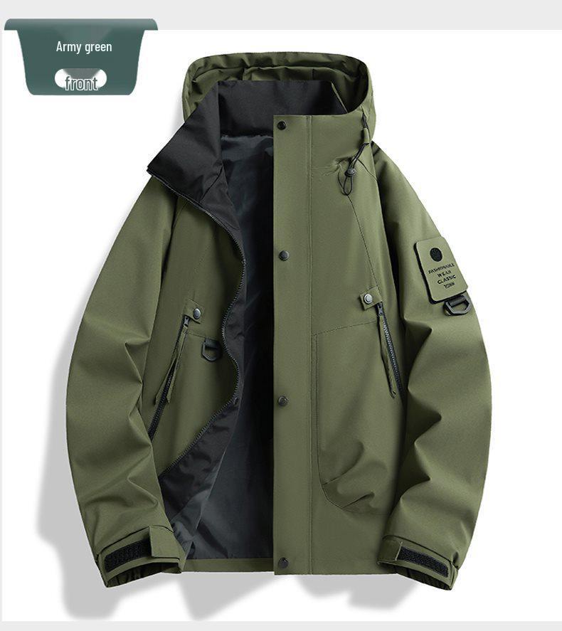 Men s Autumn Camouflage Hooded Jacket with Velcro Patch - Outdoor, Casual, Sport, and Mountaineering Wear.