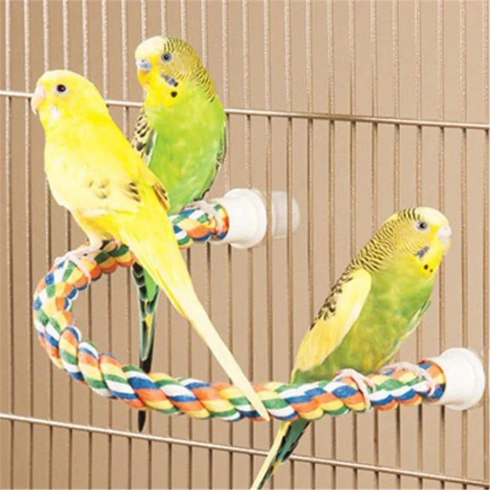 30/55/80/105cm Rope Hanging Toys for Birds Bend At Will Colorful Parrot Toys Rope Hanging Ladder Swing Braided Bird Accessories