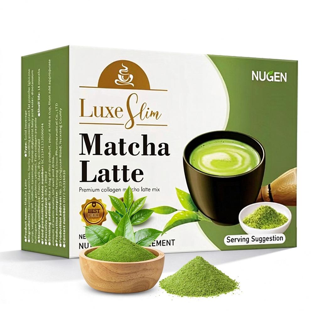 Instant Matcha Latte — Premium Green Tea Powder & Collagen, 10 Convenient Sticks, 100g