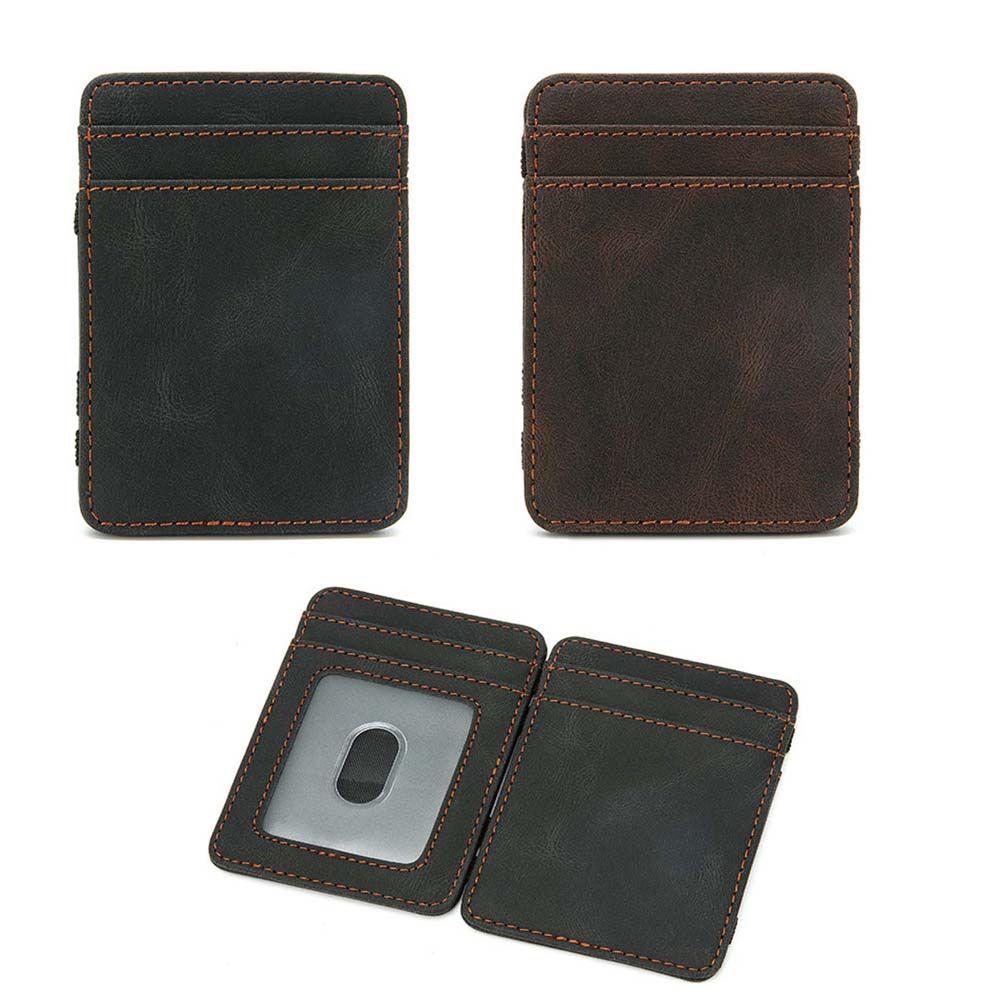 Holder PU Leather With Ribborn ID Card Case Men Cash Clip Magic Wallet Money clips Mini Coin Purse