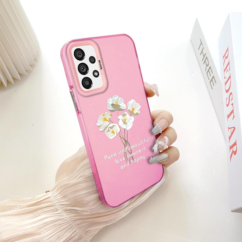 

Окрашенный узор, цветной серебристый, двухсторонний, жесткий, противоударный чехол для телефона Samsung Samsung A35 5G темно-розовый