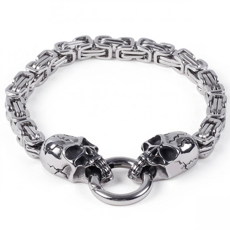 Classic Fashion Punk Stainless Steel Skull Bracelet Men\\\'s Charm Gothic Bracelet Jewelry Gift