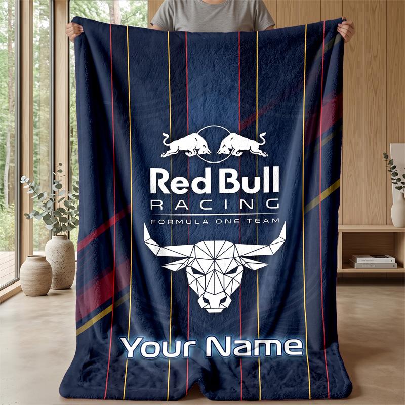 Red Bull Racing Individuelle Flanell-Kuscheldecke Drucken Sie Ihren Namen Text Weiche Warme Decke Weihnachtsgeschenk