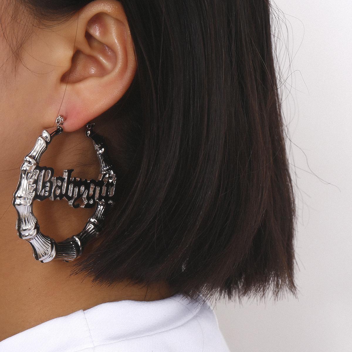 

Exaggerated Large Geometric Circle Pendant Earrings for Women Punk Retro Hollow Out Letter Drop Earrings Party Jewelry Accessory