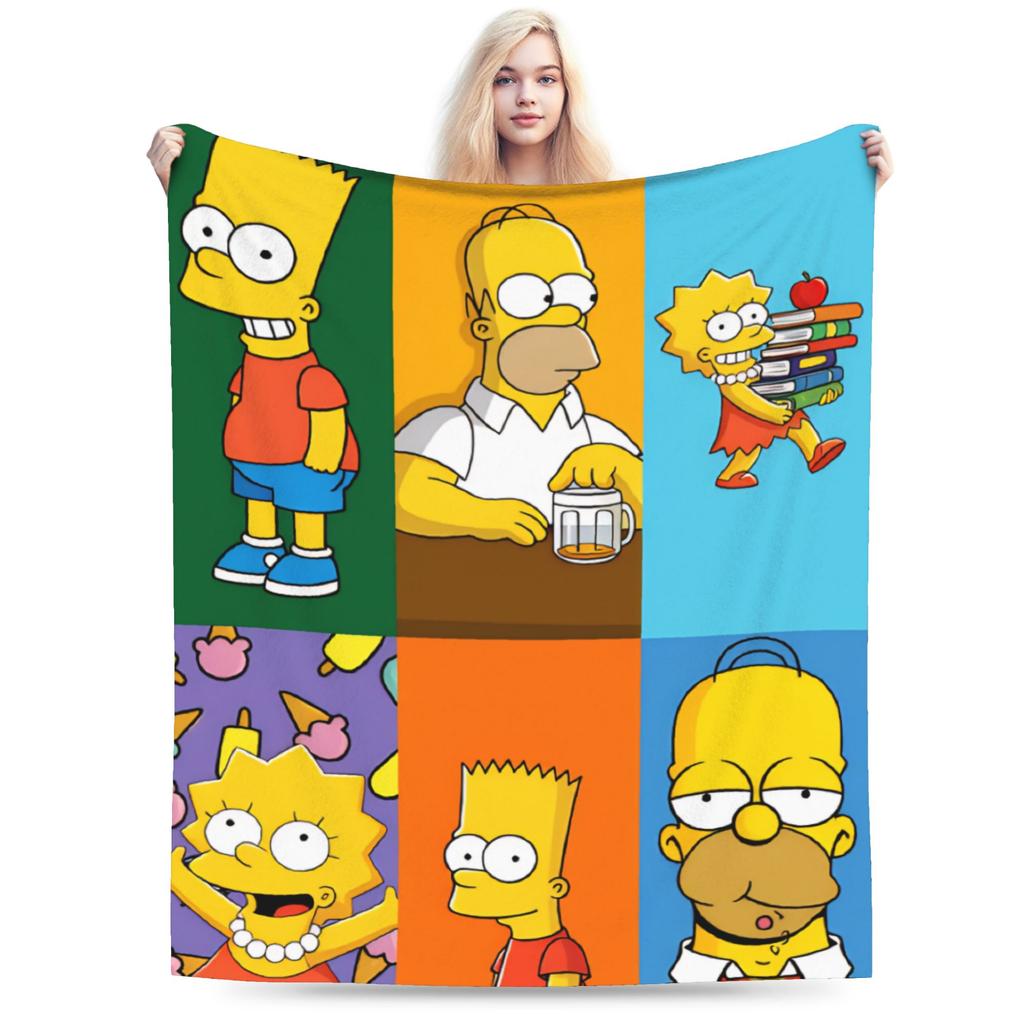Bart S-Simpsons Character Blanket Girl Flannel Throw Blanket For Chair Sofa Bed Super Soft Design Quality Bedspread Gift