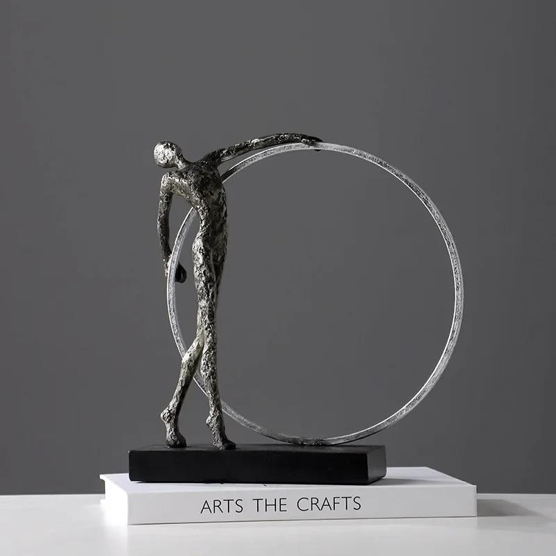 Gymnastik Tanz Figuren Skulptur Schreibtisch Dekoration Handwerk Eisen Kreis Gymnastik Abstrakte Figuren Statue Raum Ästhetische Dekoration
