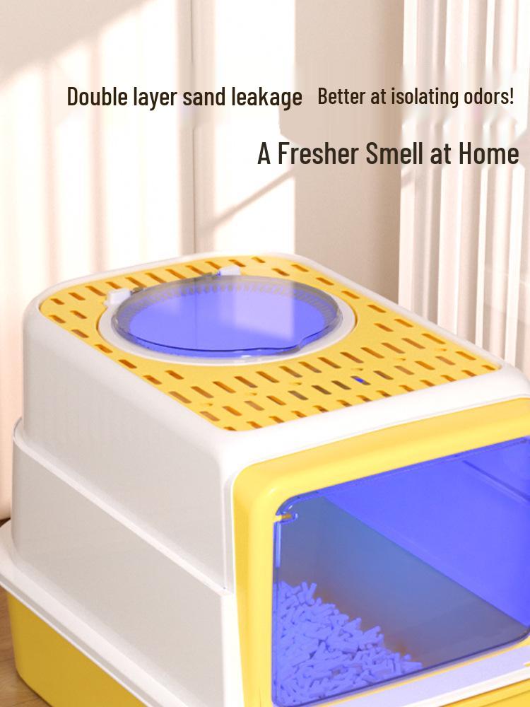 Sand Cat Enclosed Litter Box with Anti-Carry Top Entry and Odor Control for Kittens