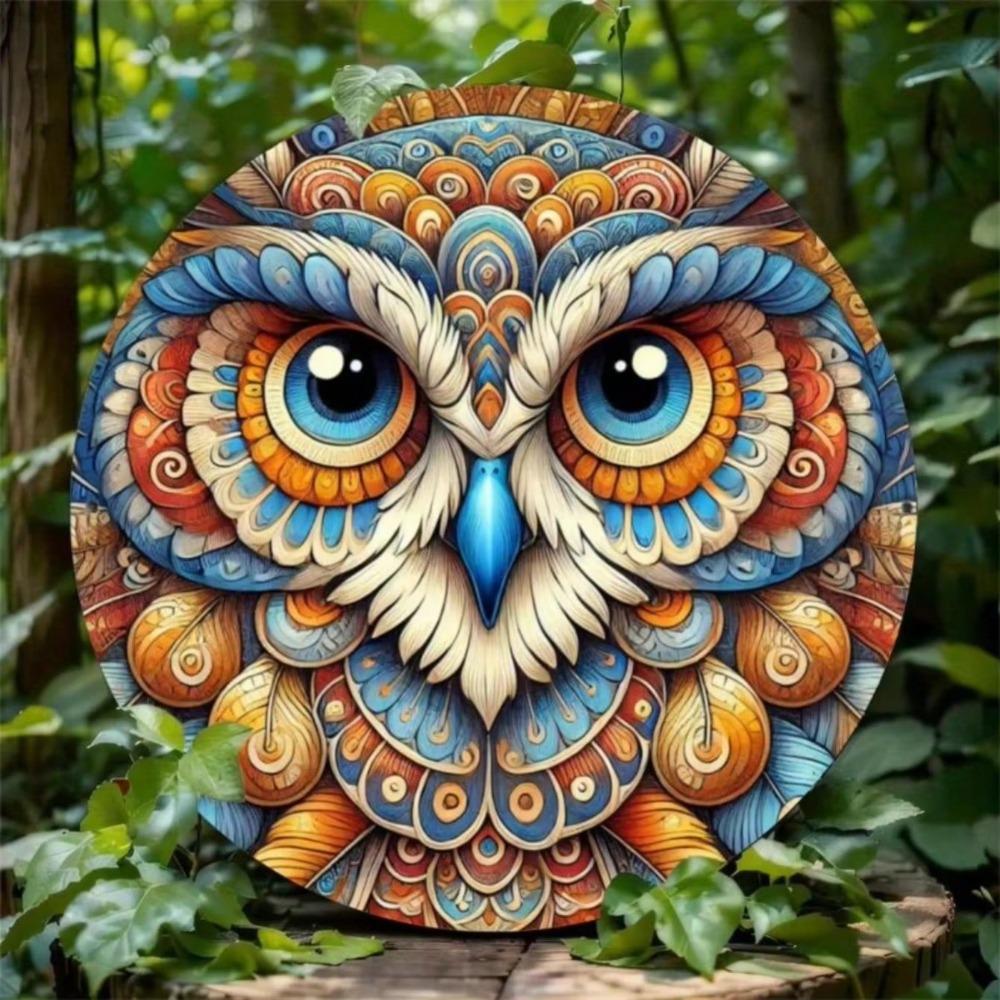 Owl Art Metal Tin Sign Waterproof Rustproof Wall Decor for Home Office Gift