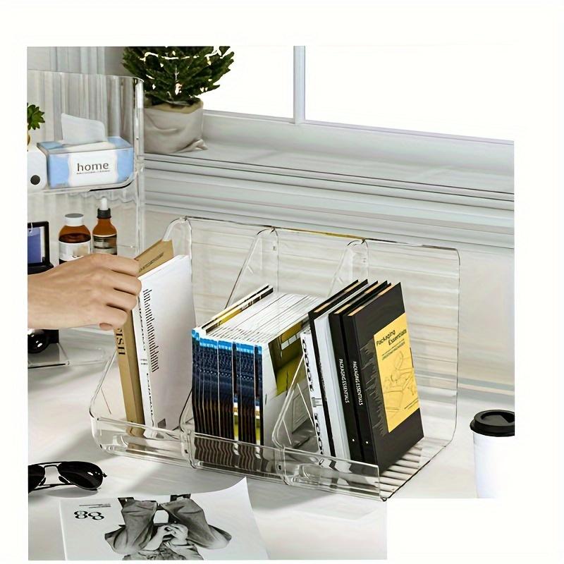 Acrylic Triangle Desktop Bookshelf Organizer Corner Transparent Cosmetic Shelves Stackable Student Desk Office,corner Storage