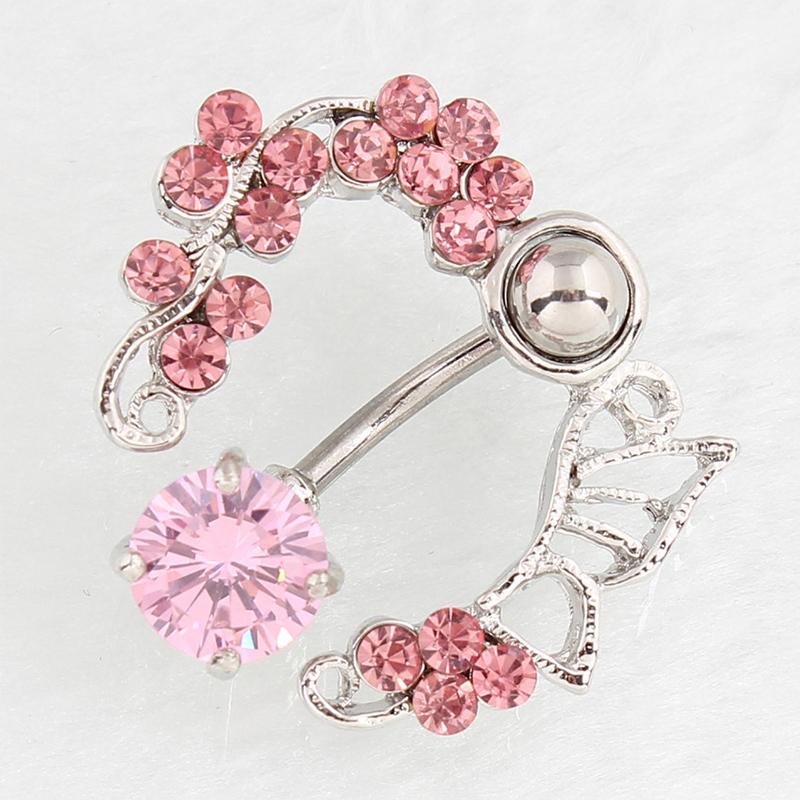 

Хрустальные стразы Полый бабочка Кольцо для пирсинга пупка Модный пирсинг пупка для женщин из нержавеющей стали Сексуальные украшения для пирсинга тела розовый