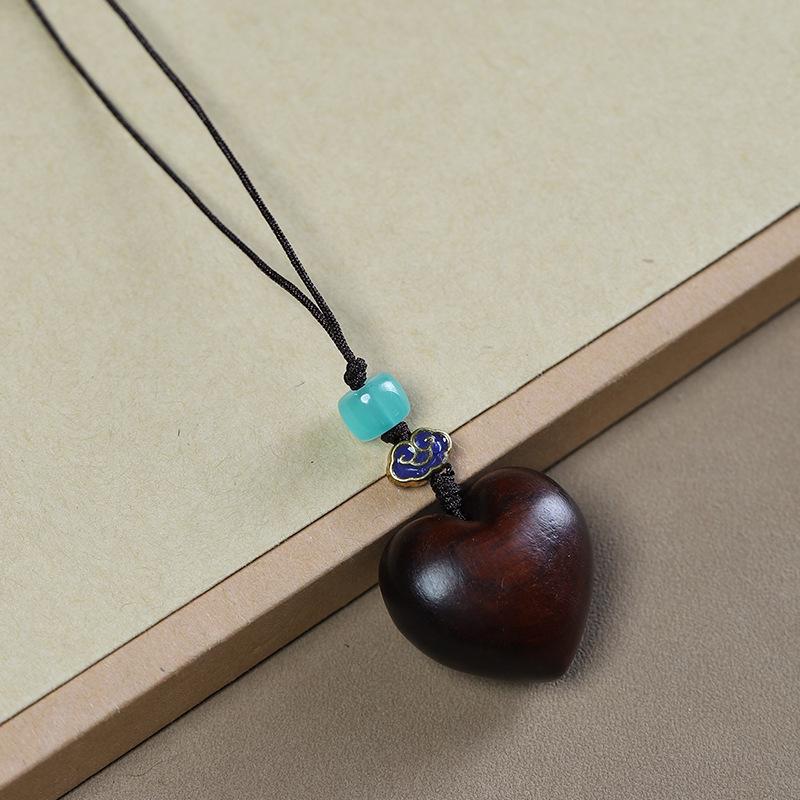Green Sandalwood Heart Keychain & Phone Charm Ornament - Unisex Bag Accessory