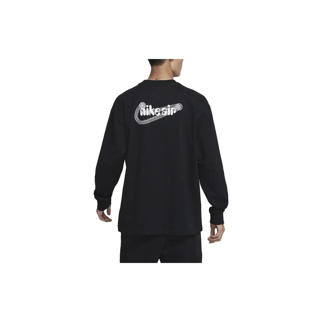 Nike Alphabet Logo Print Crew Neck Long Sleeve T-Shirt Men Tops Black FD9896-010