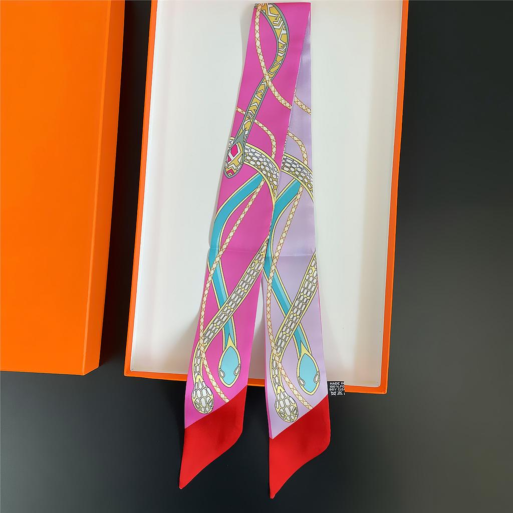 Double Colored Paisley Twill Silk Scarf New Brand Design Luxury Scarf Women Foulard Skinny Bag Scarves Neckerchief Hair Headband