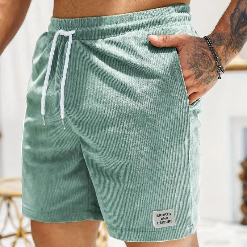 Summer Men Corduroy Sweatpants Casual Shorts Men's Beach Shorts Basketball Short Trousers Solid Color Label Sportswear Men