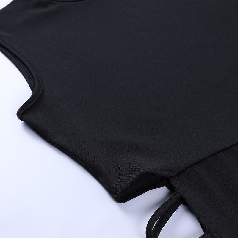 Abito sexy elegante con fasciatura nera senza maniche per abiti da canotta senza schienale per club party da donna, moda skinny estiva