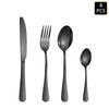 4/6/16/24pcs Black Stainless Steel Cutlery 1010 Round Handle Fork and Spoon Cutlery Set Suitable for Home and Hotel4