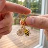 Ornaments Bee Flower Pendant Oil Dripping Bag Hanging Key Ring Bee Keychain  Bag Key Decor
