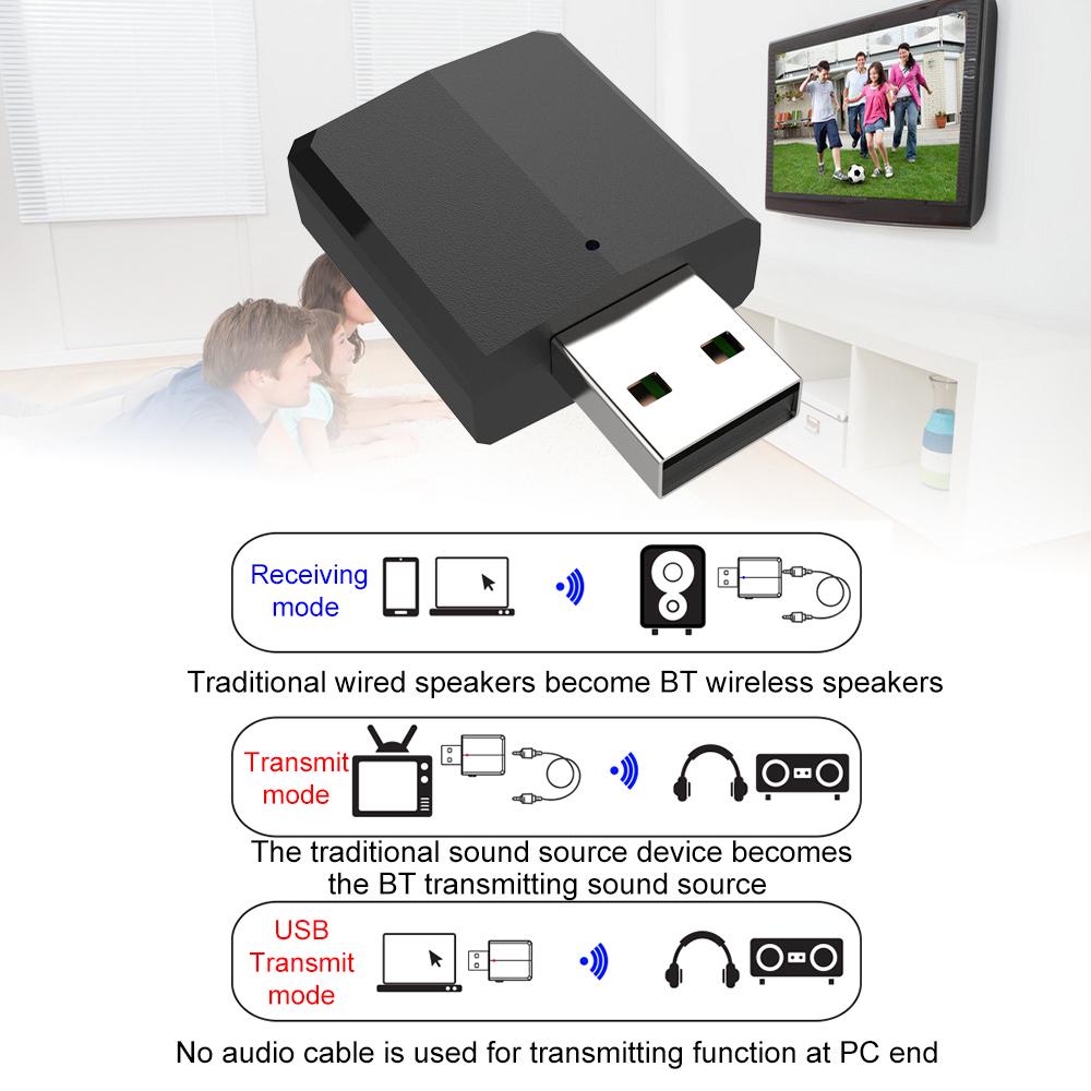 Buy Usb Bt 5.0 Transmitter Receiver 3 In 1 Edr Adapter Dongle Mini 3.5mm Aux Wireless Bt Adapter