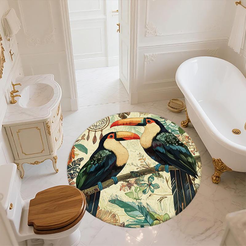 Two Toucans,Round Area Rug,Carpet Rug for Living Room Bedroom Sofa Playroom Decor,Non-slip Floor Mat