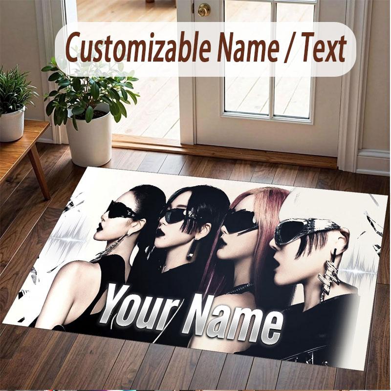 Custom Name Crystal Velvet Rug,aespa Comfortable Anti Slip Floor Mat For Room Decoration