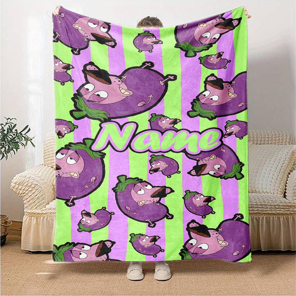 Customiz Name Personality Courage the Cowardly Dog Blanket Soft &Warm Sofa Office Bed Travel Lunch Break Blanket, Gift Suitable All Seasons